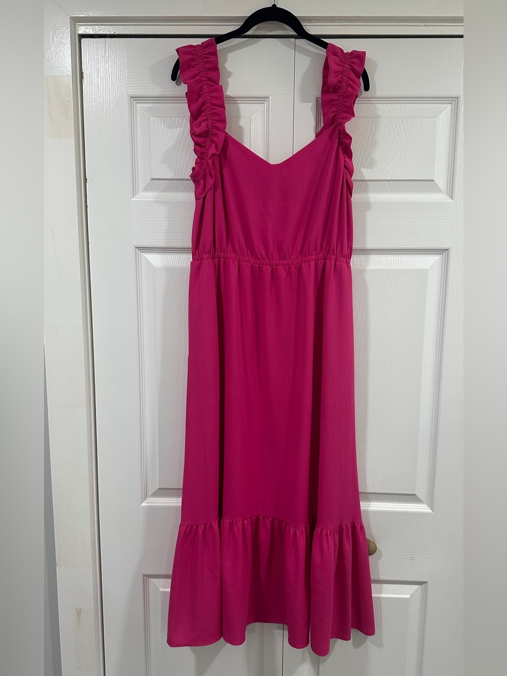 Kensie Hot Pink Ruffle Strap Casual Dress
